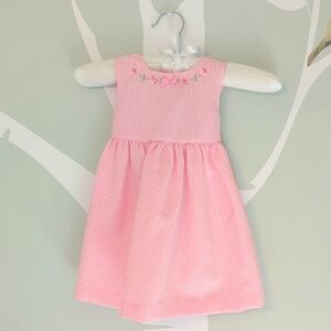 Bonnie Baby Dress Pink Gingham Floral Embroidery 18 mo